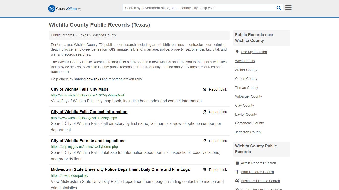 Public Records - Wichita County, TX (Business, Criminal, GIS, Property ...